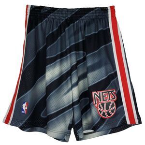 New Jersey Nets Mitchell & Ness NBA L Large Jersey Shorts Black Gray Red‎ NWT